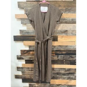 NotPerfectLinen linen Cannes wrap dress chocolate size S
